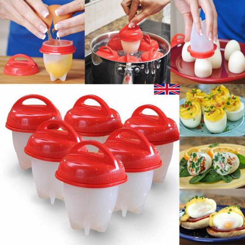 6 Silicone Egg Boil Shells Boiled Egg Separator Cooker Cone Boil Eggs Perfect Egg 5309