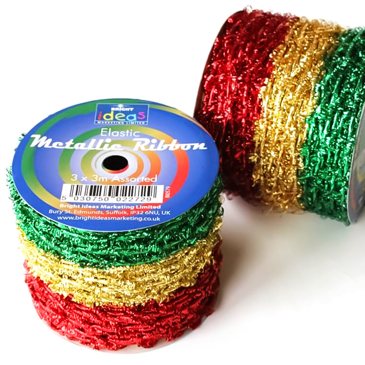 Festive Metallic Ribbon Reel ( Craft Clearance Special )