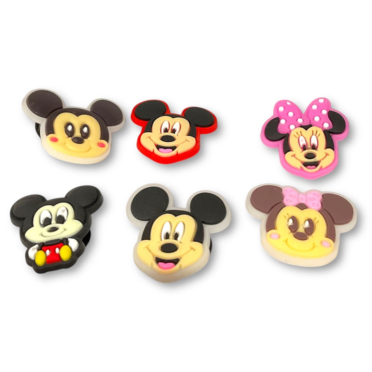 Mickey & Minnie Style Jibbitz Croc Style Shoe Charms - 6 Pack