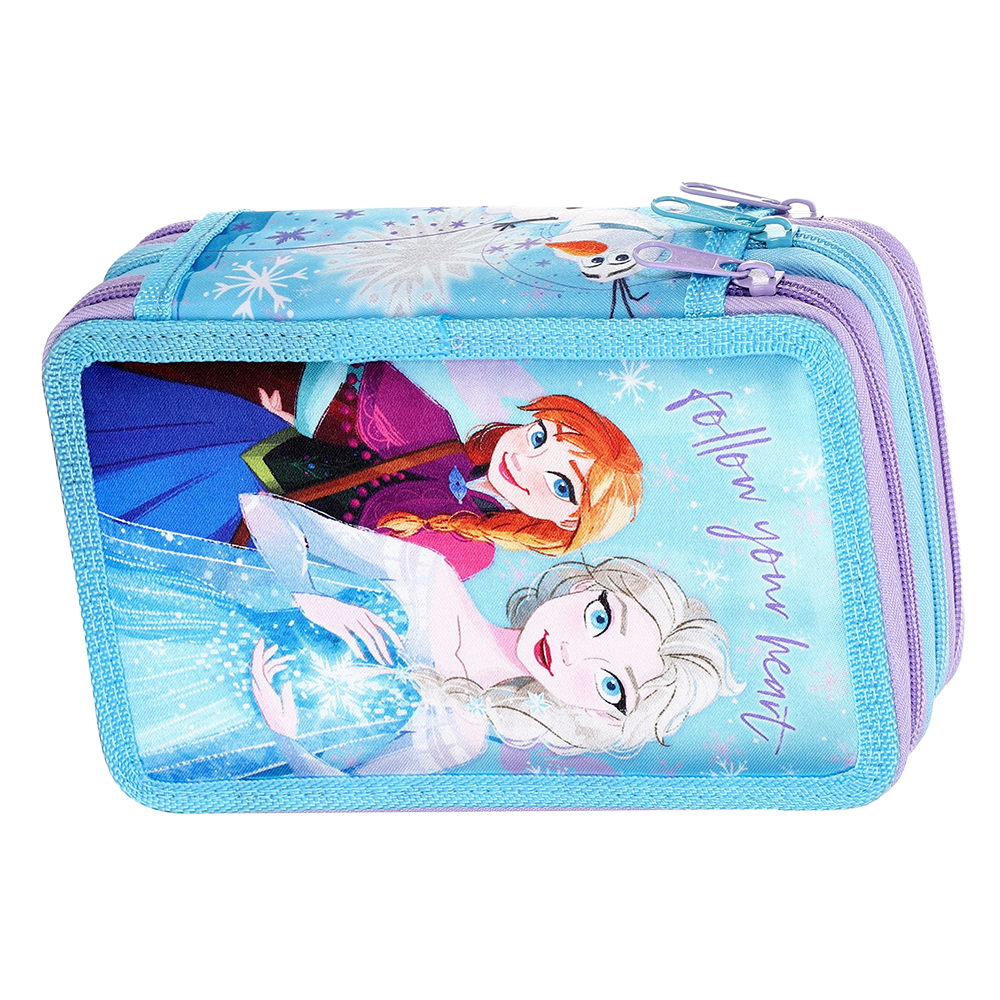 Frozen Style Jumbo Pencil Case & Stationery Set with 3 Zip Divider