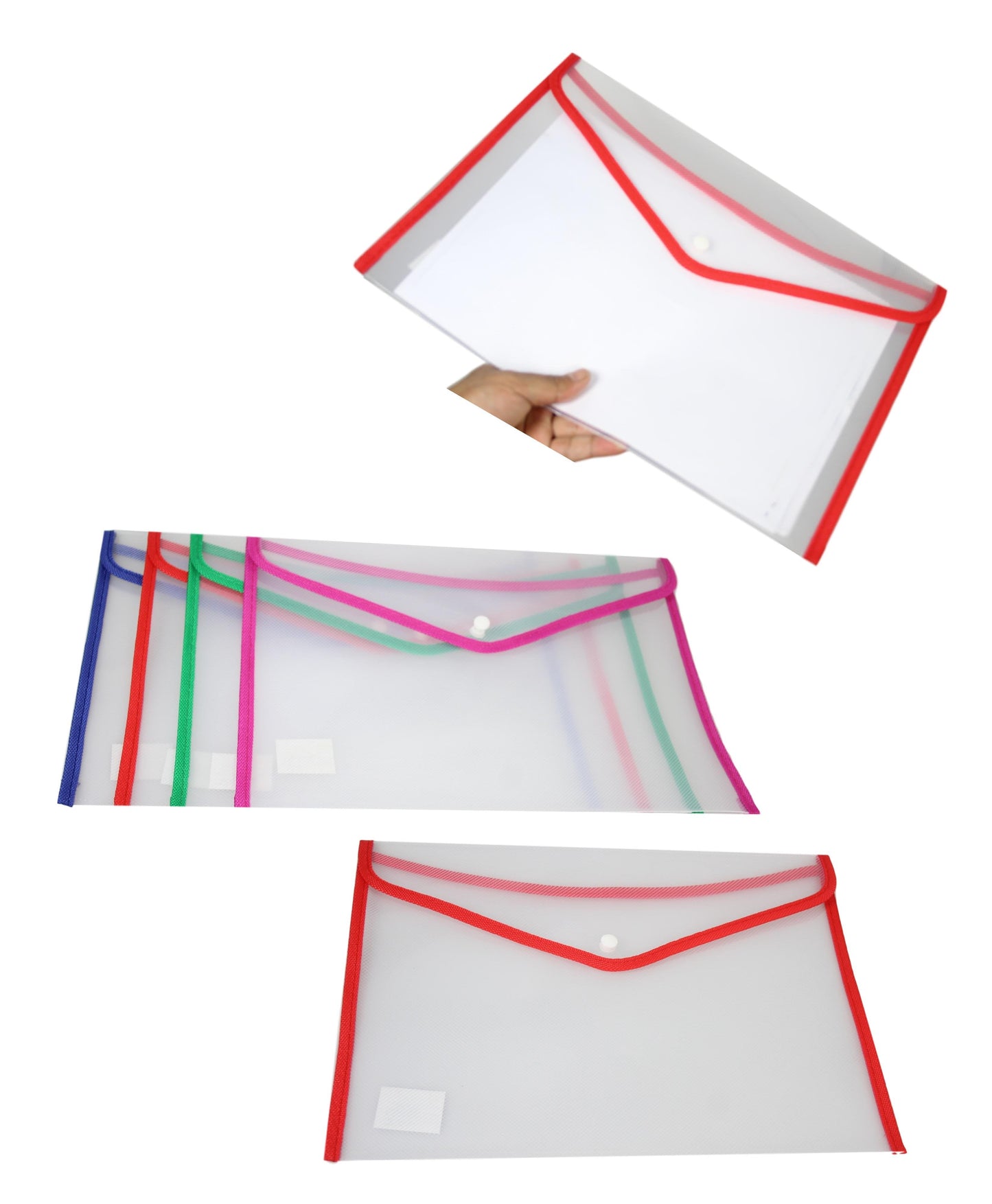 Extra Large Plastic Stud Document Wallet File Folder 36 x 26 cm Assorted Colours 5384