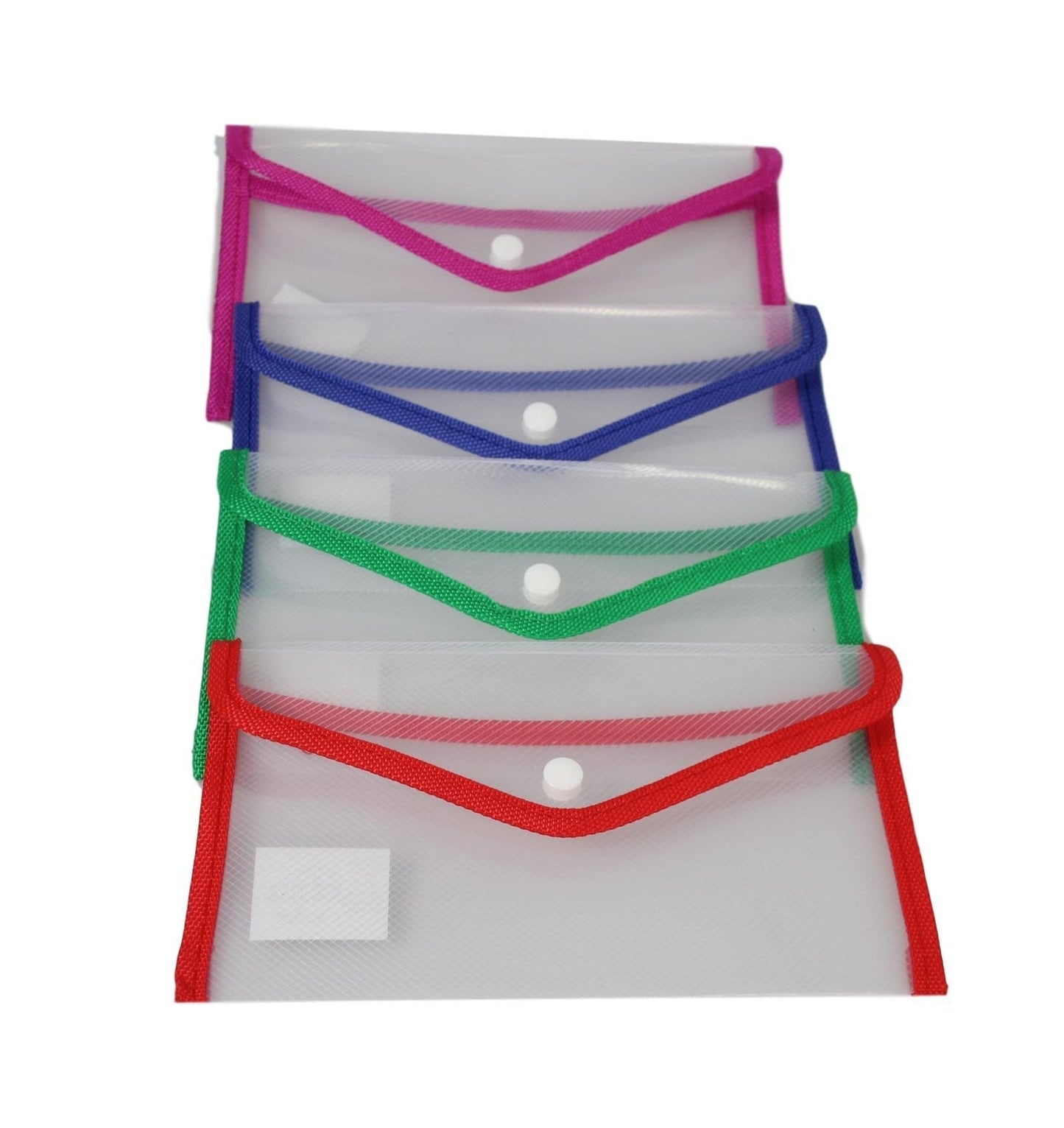 Small Plastic Stud Document Wallet File Folder 22 x 12 cm Assorted Colours 5387