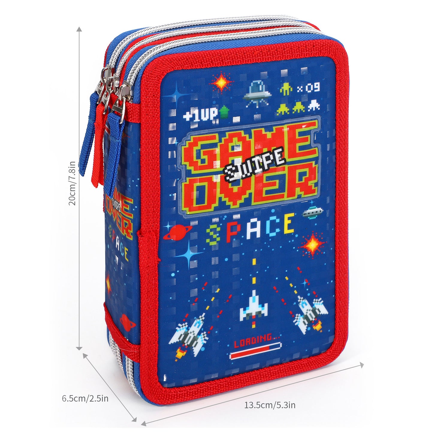 Gaming Style Jumbo Pencil Case & Stationery Set with 3 Zip Divider