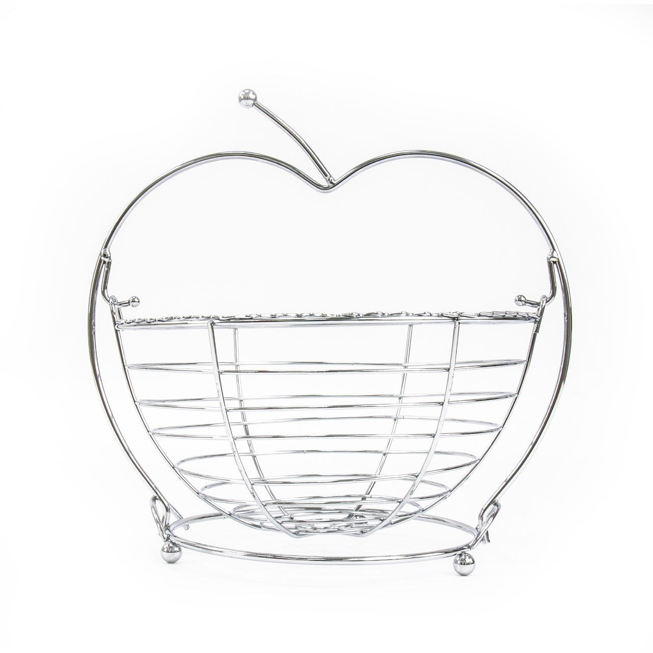 Durable Chrome Metal Swinging Fruit Basket Apples Design 25 x 30.5 x 27cm 1546