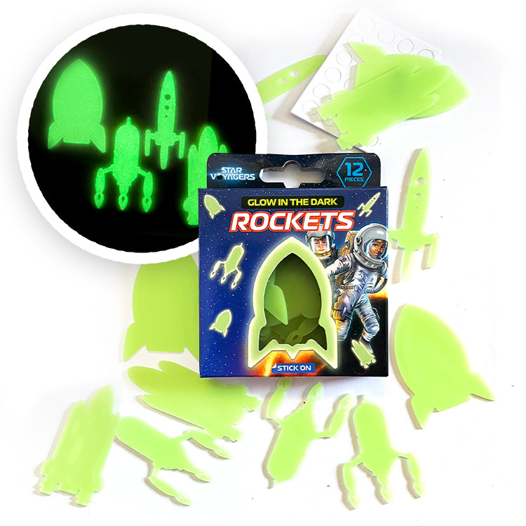 Glow In The Dark Rocket Shapes Kits x 12 ( BULK BUY 144 Shapes )