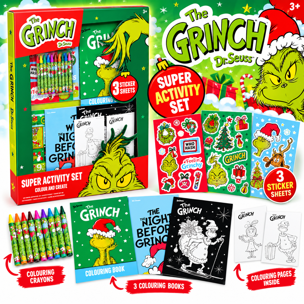 The Grinch Super Activity Set - Colouring, Stickers & Crayons Set