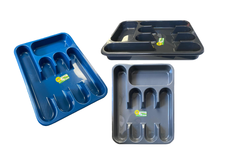 Plastime Plastic Cutlery Drawer Organiser Tray 5 Sections 33 X 25 X 4Cm Assorted Colours