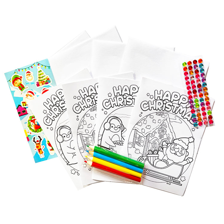 Xmas Colour And Decorating Greeting Card Pack