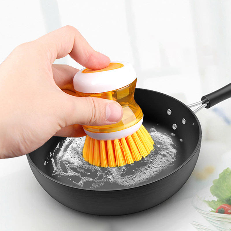 Plastic Kitchen Soap Dispensing Dish Brush 5 x 9 cm Assorted Colours 6956