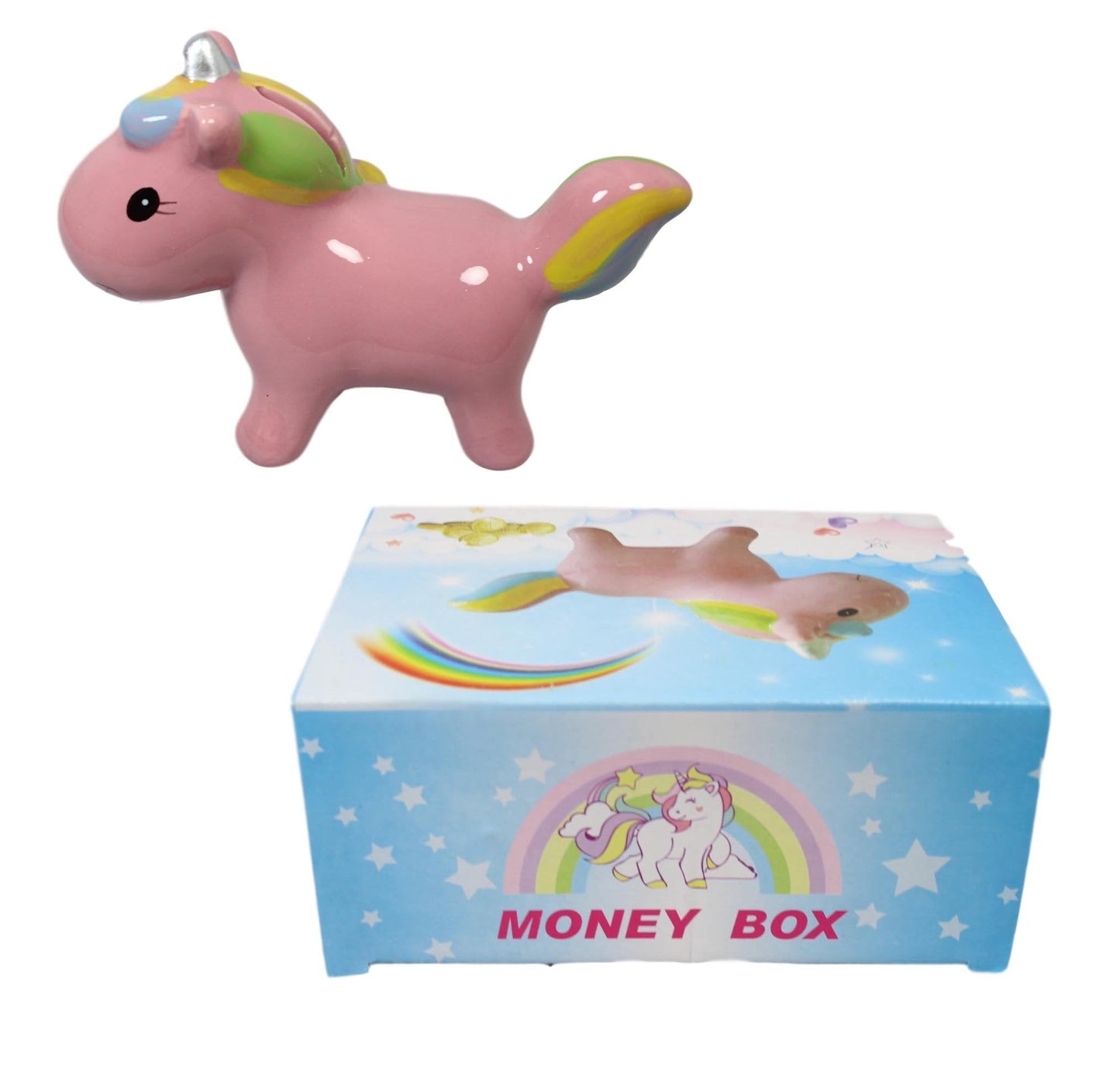 Ceramic Unicorn Money Piggy Bank 13 x 10cm Assorted Colours 5594