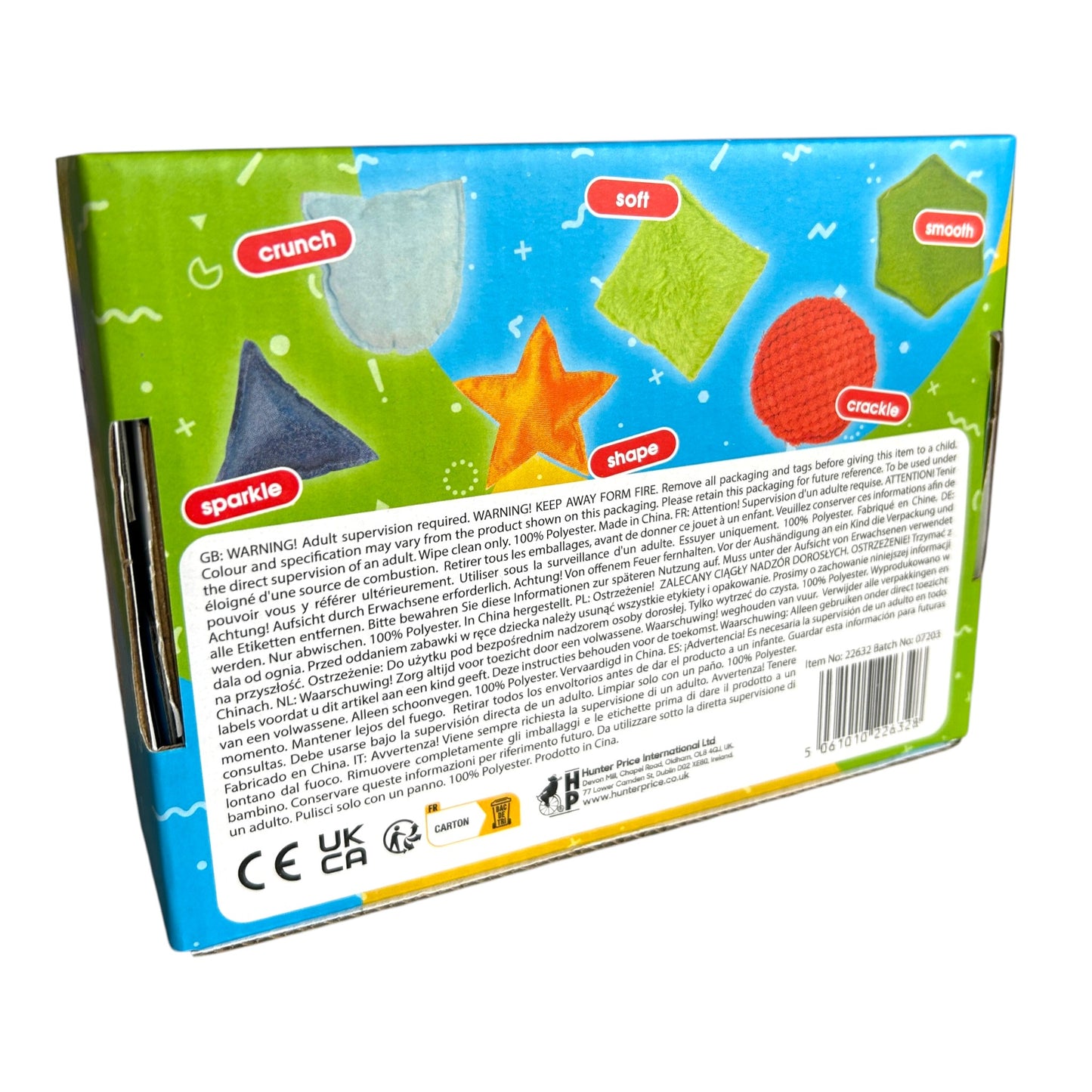 Sensory Toy Box Crackle & Crunch Bean Bags – 6 Piece Tactile Sensory Toy Set for Sight, Sound & Touch - Boys Style