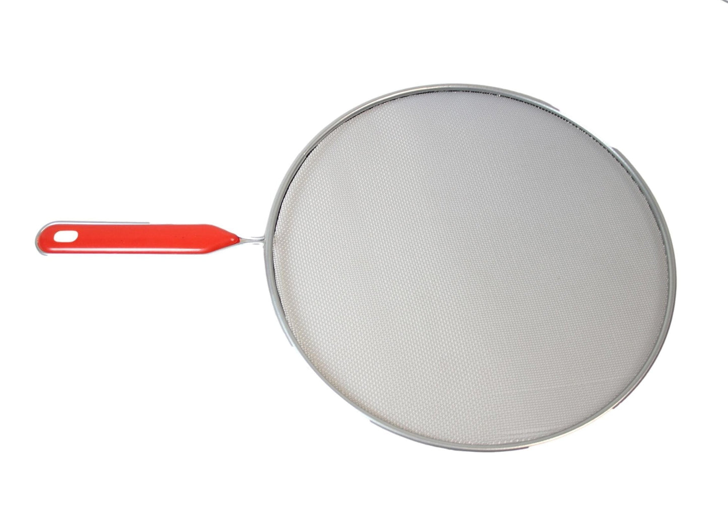 Metal Mesh Splatter Screen Cover Guard with Handle Silver Set of 2 6693
