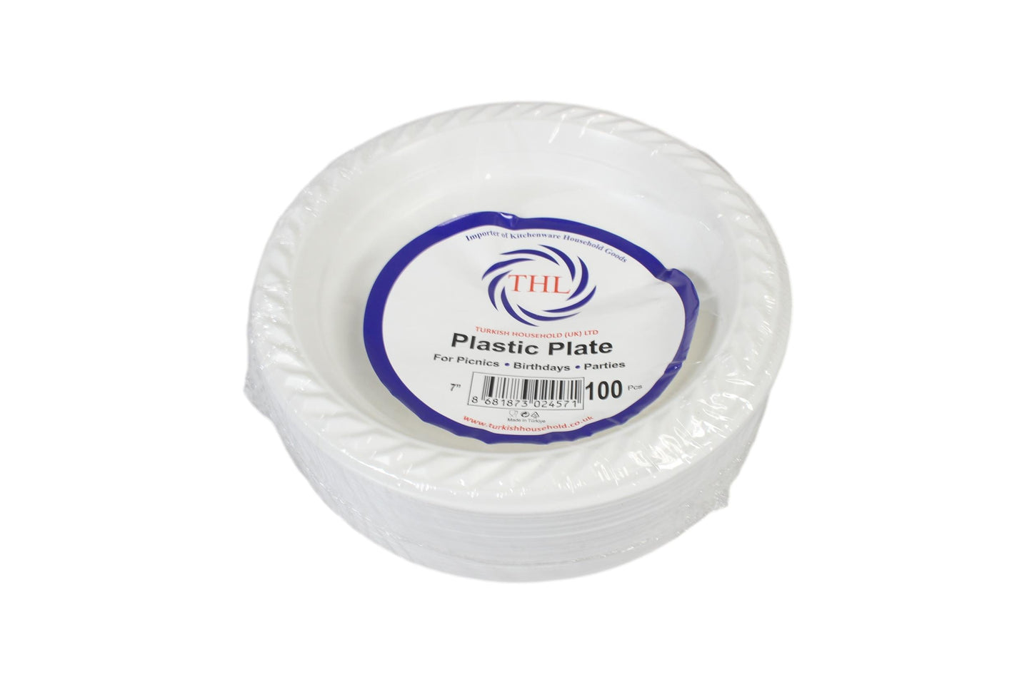 100 White Plastic Plates 7 " Suitable For Picnics Birthdays Parties 17cm