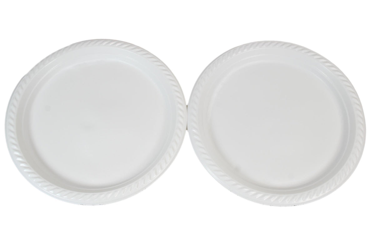 9" Disposable White Plastic Plate Pack Of 100