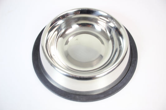 Small Silver Stainless Steel Dog Bowl Basic 1 Piece 140g 22 x 5cm 16oz ST3248