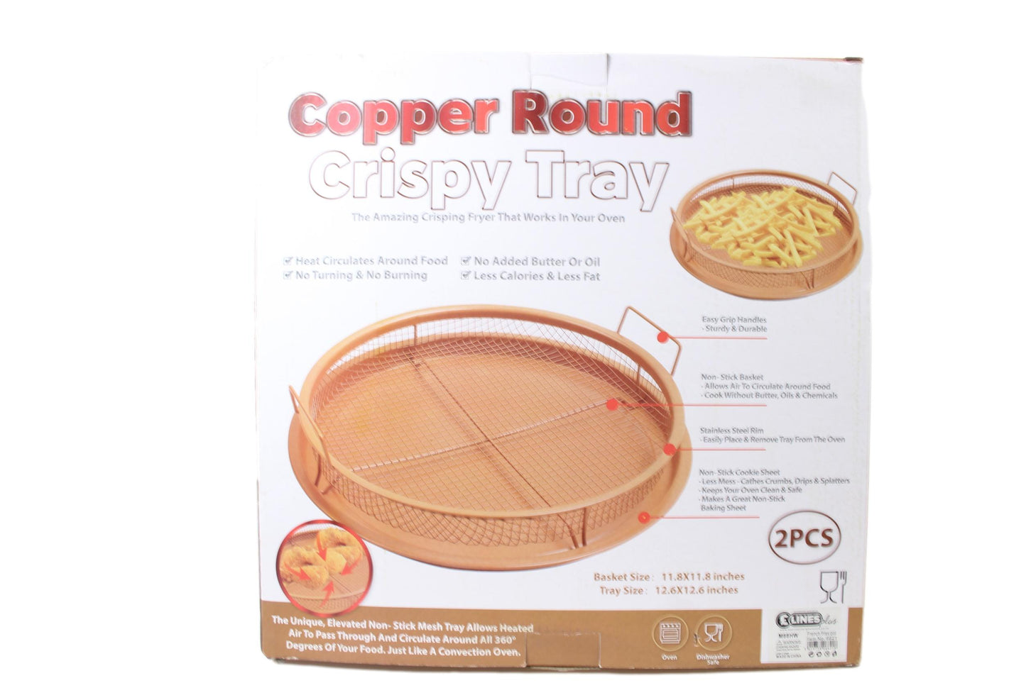 The Copper Round Crispy Tray For Your Crispy Food Perfect For Fries, Chicken And Onion Rings 32x5cm 470g 6621