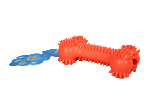 Rubber Spikey Dog Bone Fetching Teething Dog Bone Toy 13 cm Assorted Colours 0062
