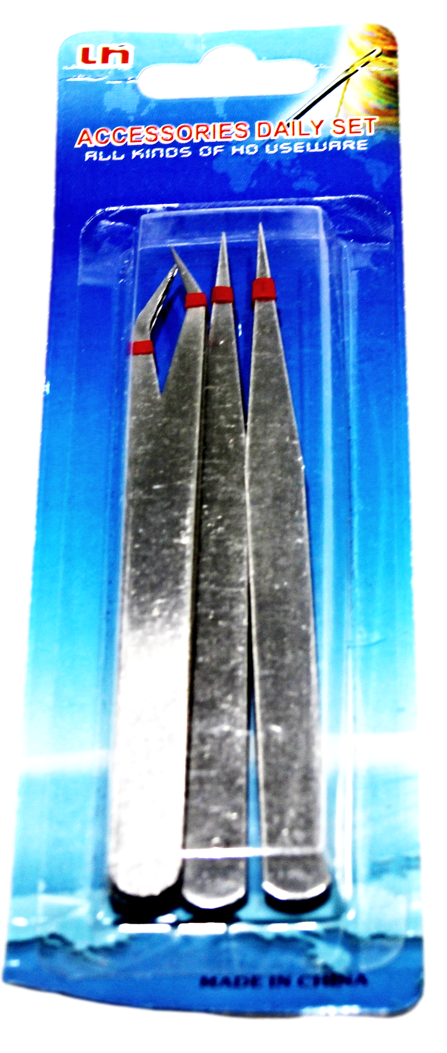 Stainless Steel Tweezers 12.5cm Pack of 4 Assorted Designs 6006