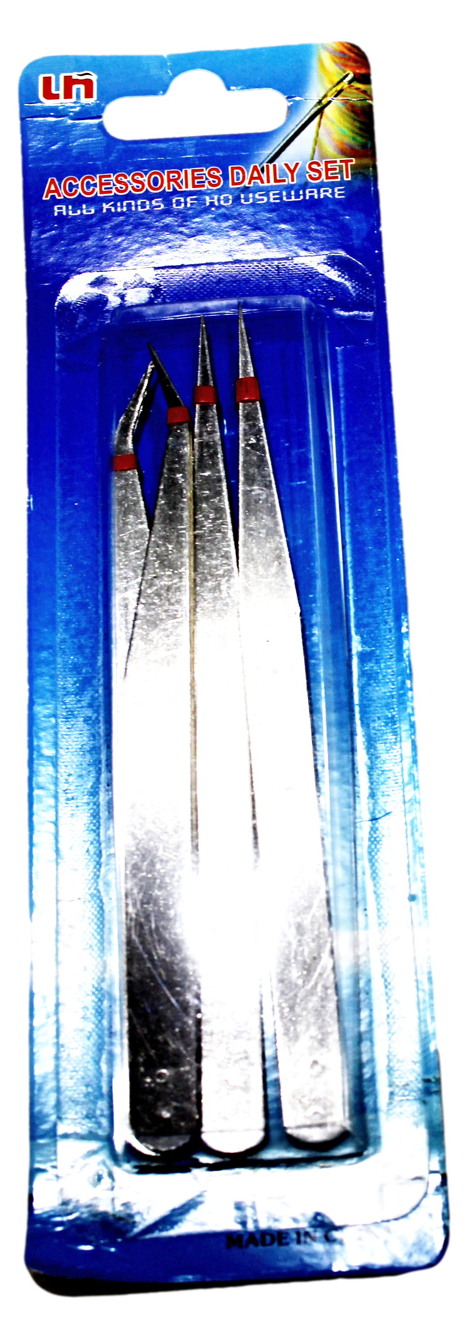 Stainless Steel Tweezers 12.5cm Pack of 4 Assorted Designs 6006