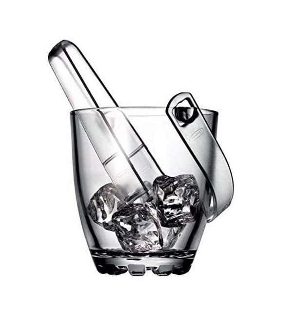Glass Ice Bucket With Tongs 830Ml