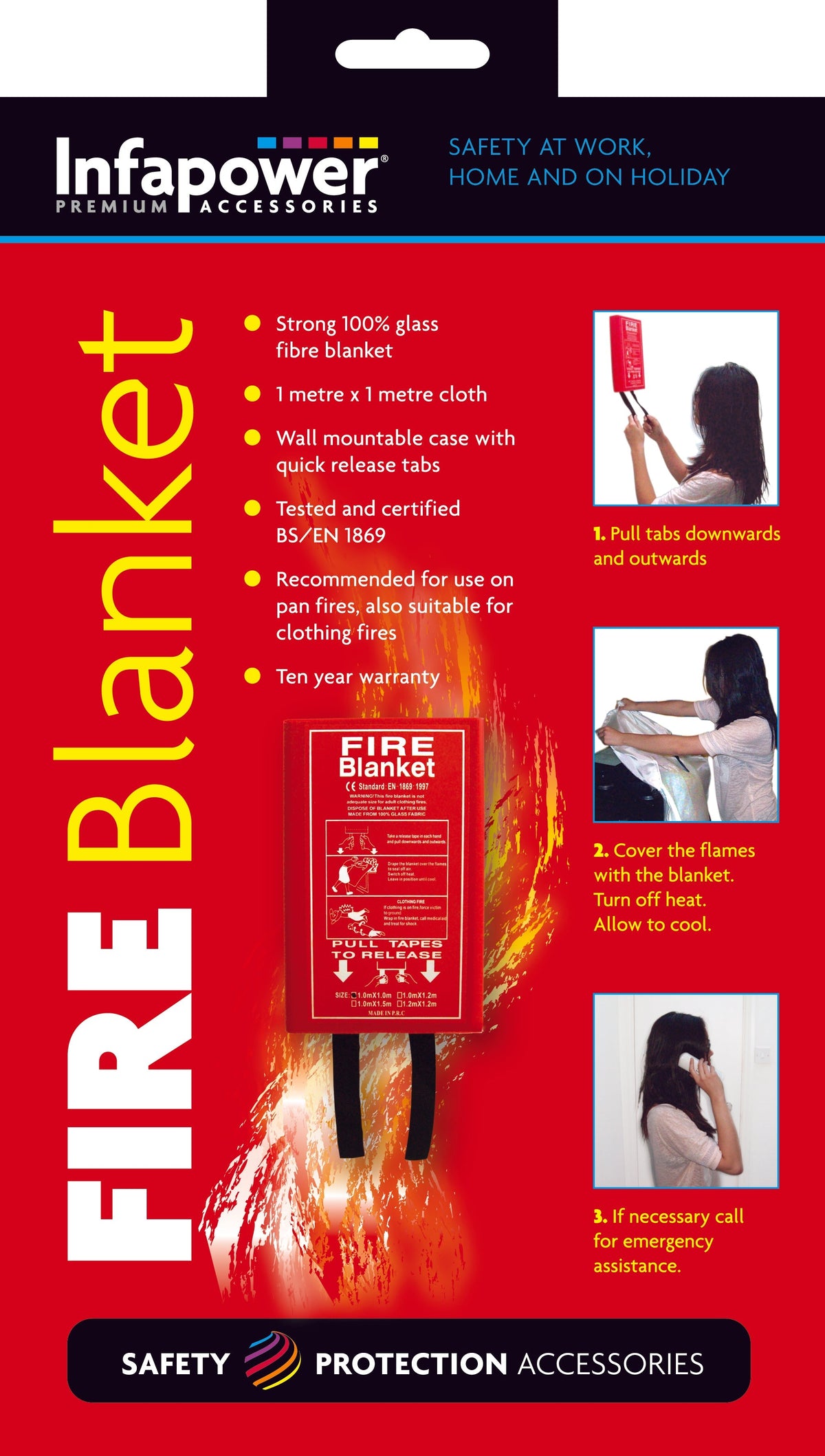 Infapower Emergency Fire Blanket Cloth 100% Glass Fibre