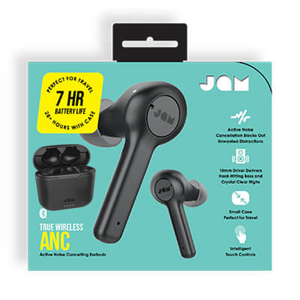 JAM Bluetooth True Wireless Active Noise Cancelling Earbuds with Charging Case