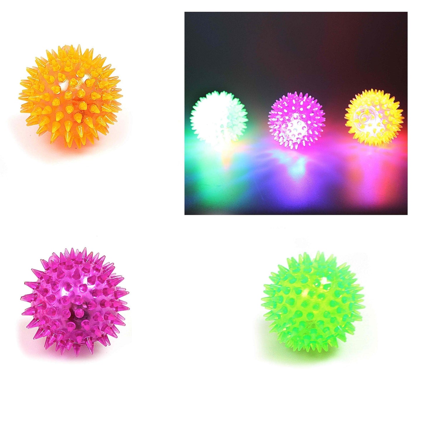 Flashing Light Up Sound & LED Spikey Ball Assorted Colours 7041