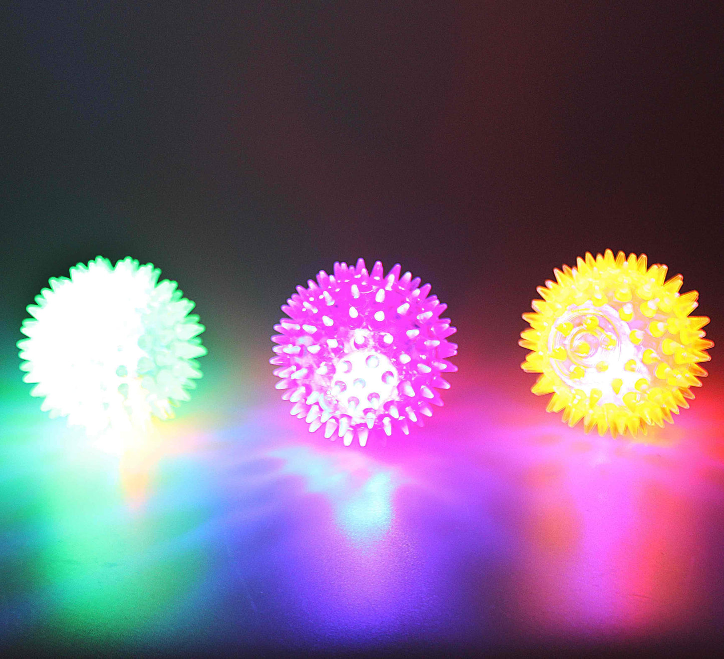 Flashing Light Up Sound & LED Spikey Ball Assorted Colours 7041