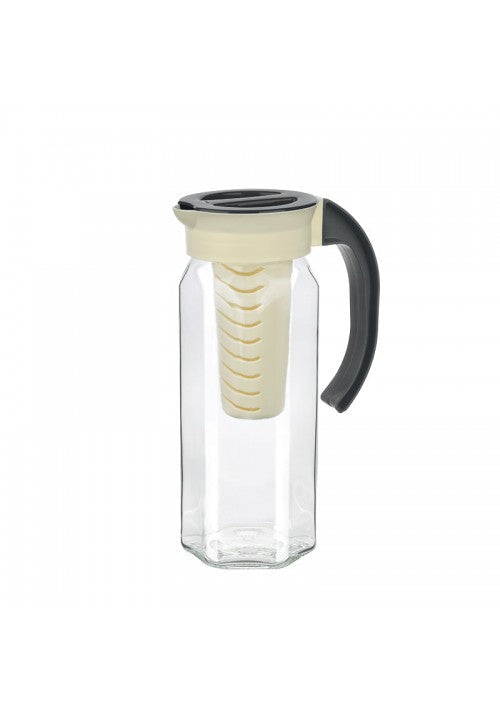 TTZ Flay Detox Glass Water Drinking Jug with Plastic Handle and Attached Lid 1.8L Assorted Colours KC108