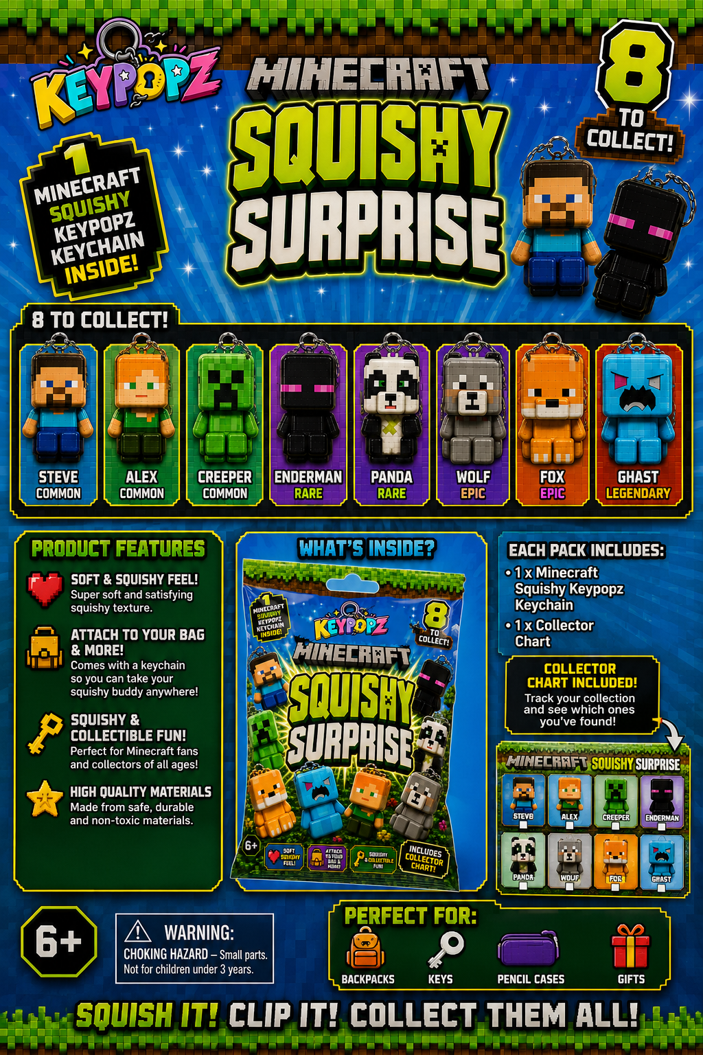 KeyPopz Minecraft Squishy Surprise Pack