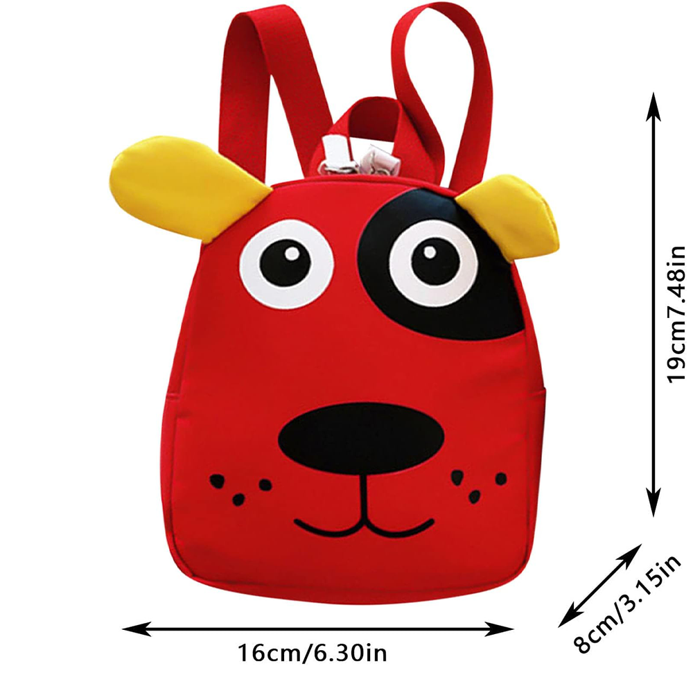 Kids Red Dog Puppy Style Backpack with Zips & Adjustable Straps