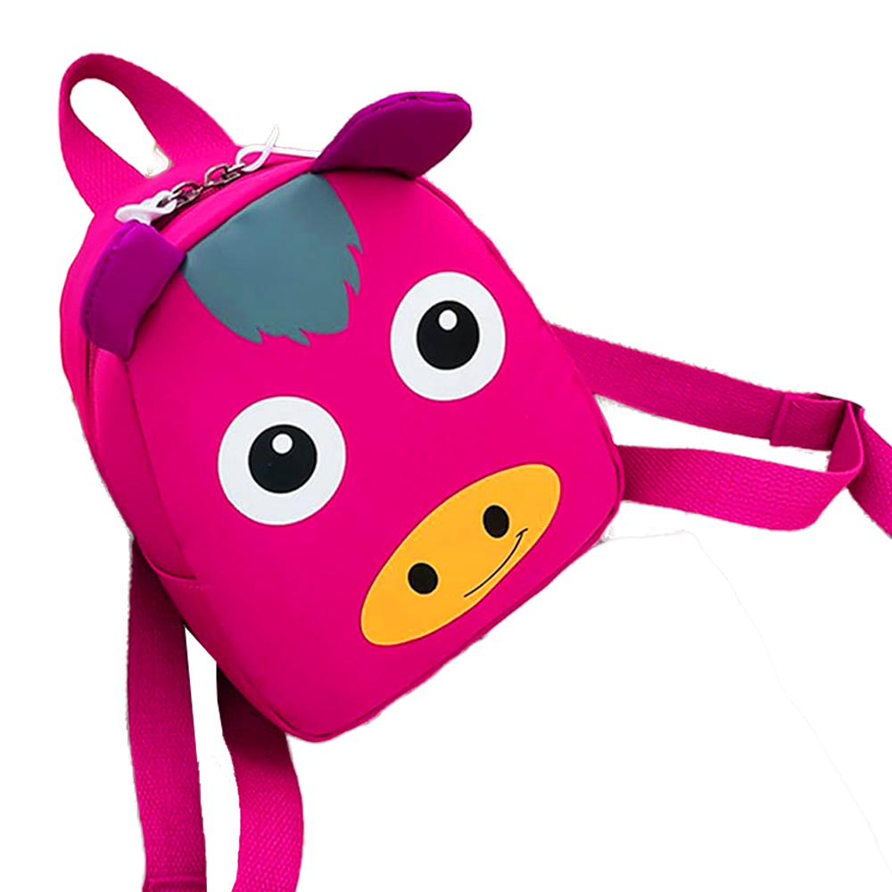 Kids Pink Horse Style Backpack with Zips & Adjustable Straps