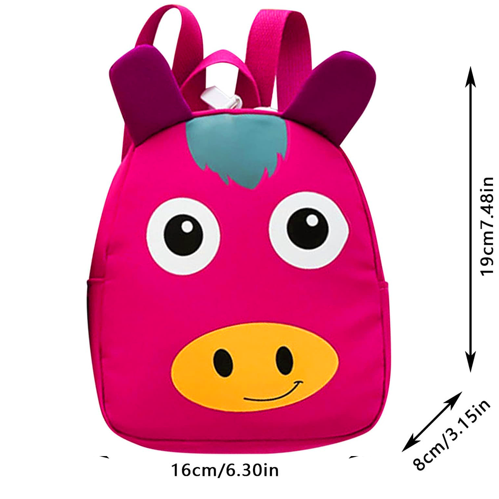Kids Pink Horse Style Backpack with Zips & Adjustable Straps