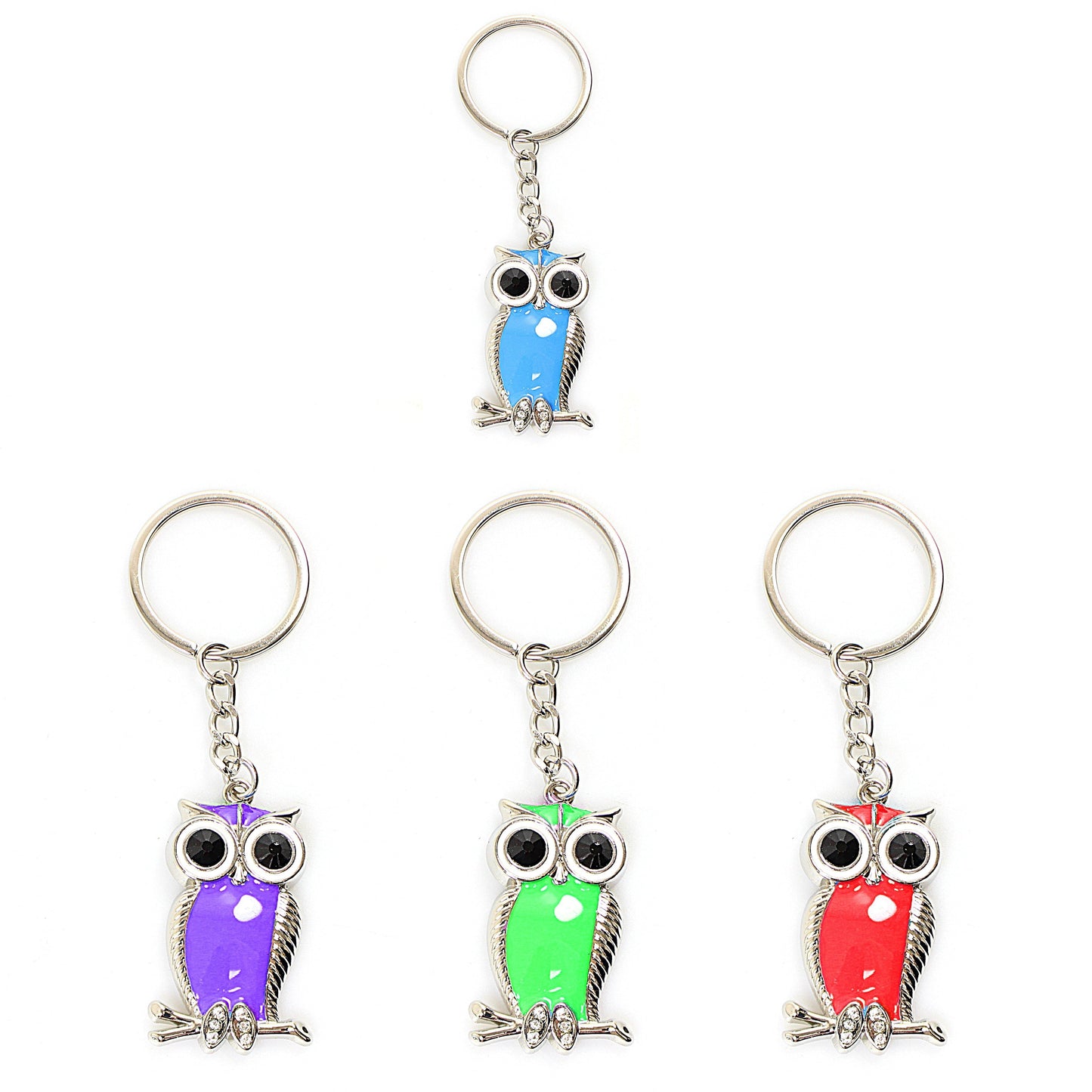 Metal Owl Keychains Keyring 4.5 cm Assorted Colours 2522