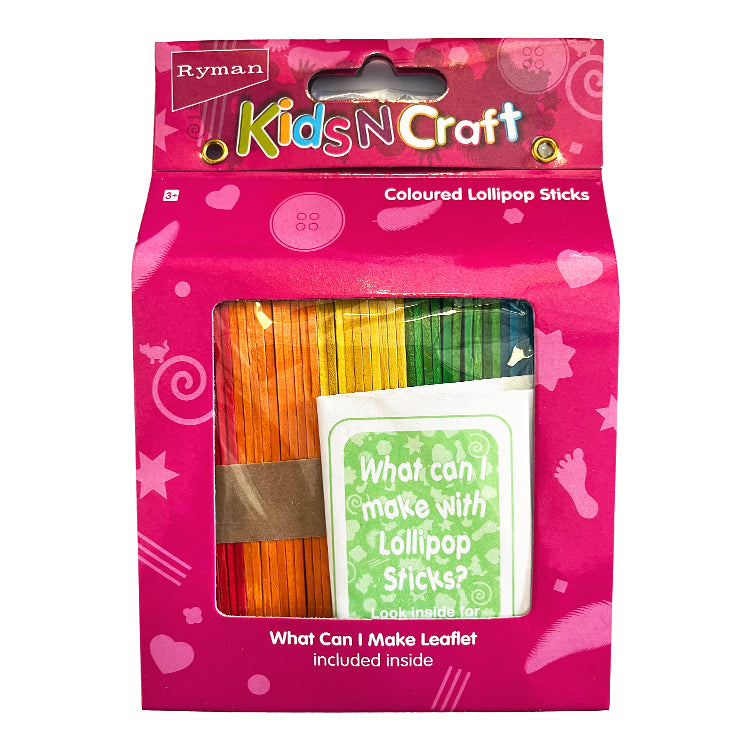 Coloured Deluxe Lollipop Sticks x 100 ( Craft Clearance Special )