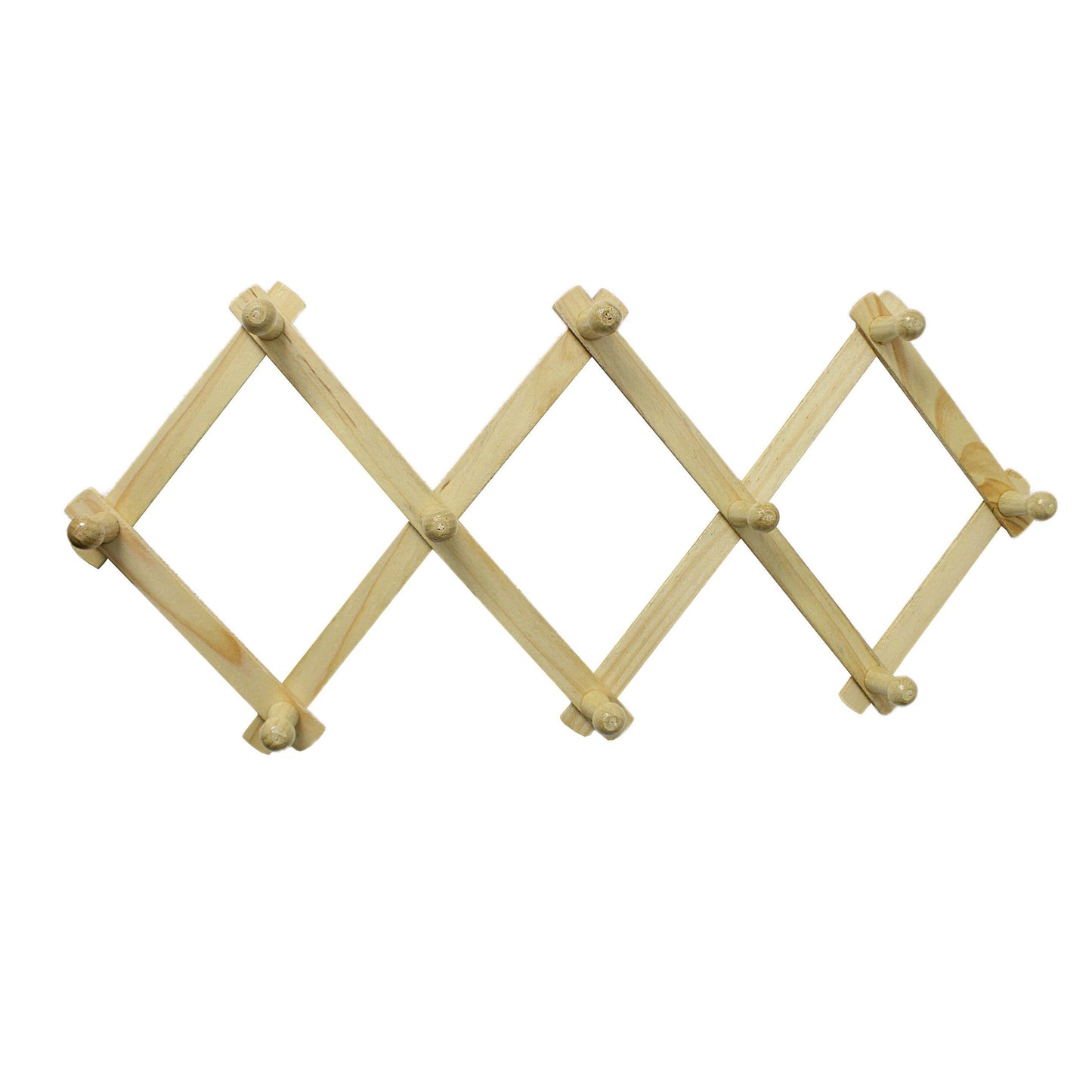 Wooden Diamond Style Door Wall Hook Cloth Coats Jackets Hanger 10 Studs 0932