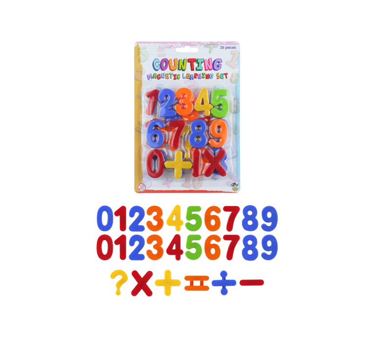 Magnetic Alphabet Numbers 0 - 9 Set 4cm 26 Pieces Assorted Colours L79111