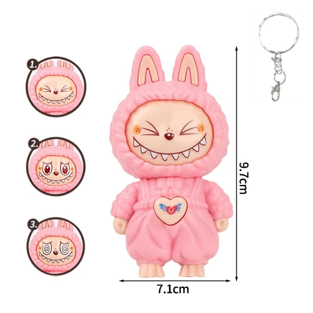 Labubu Face Changing Spinning Fidget Sensory Keychain Keyring Pendant Toy - Pink