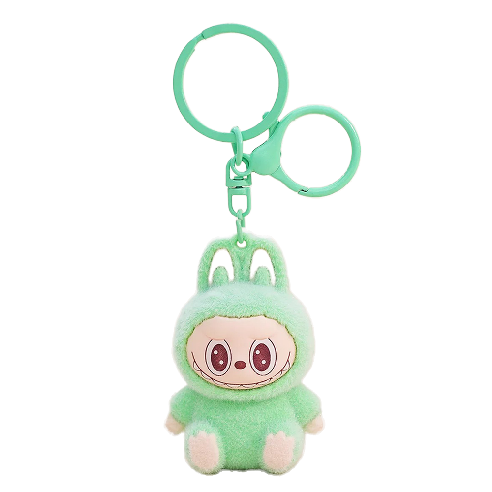 Labubu Style Fluffy 3D Keychain Keyring Pendant - Green