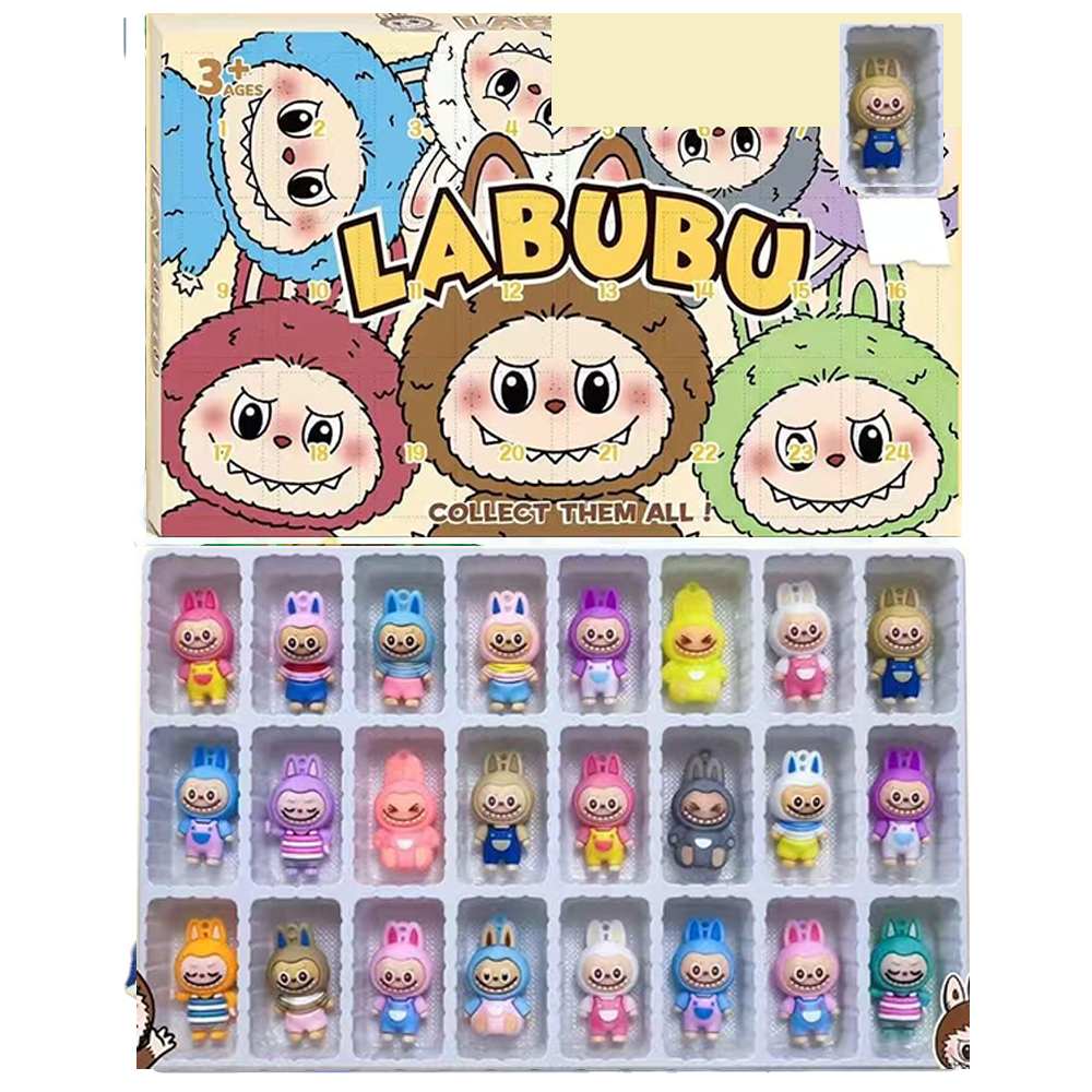 Labubu Style Advent Calendar Reward Box includes 24 Toy 3D