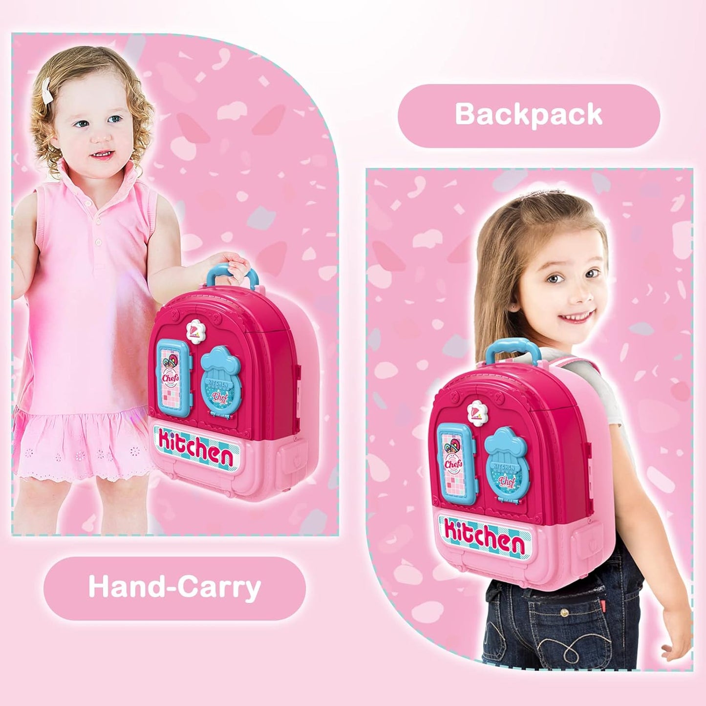 3 in 1 Kitchen Chef PlaySet & Backpack - Pink