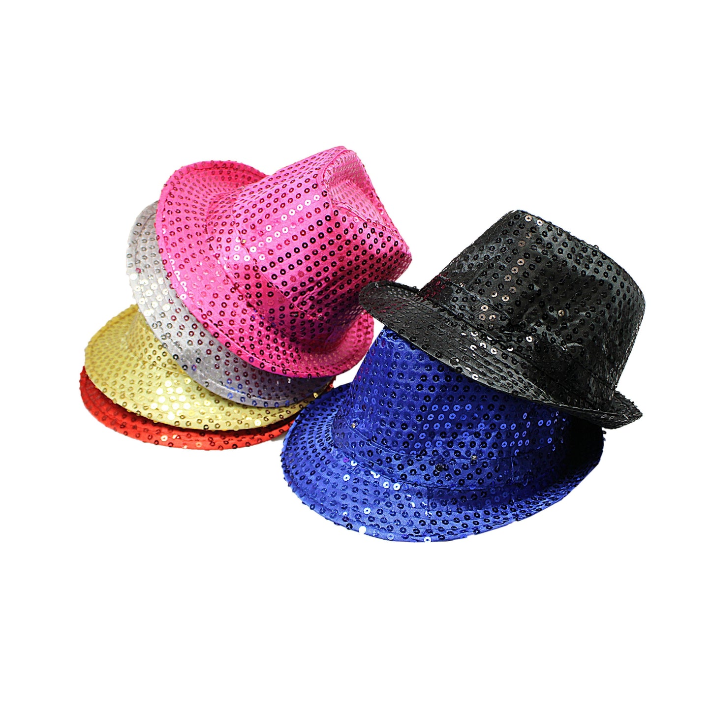 Flashing Light Up Led Fedora Trilby Sequin Fancy Dress Hat Assorted Colours 3054