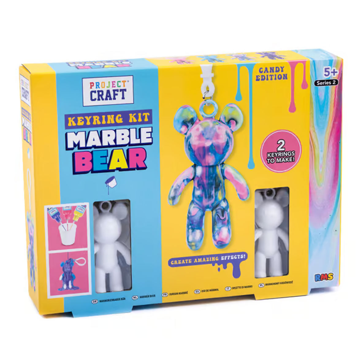 Marble Bear Paint Pouring Keyring Kit Twin Pack - Candy Edition