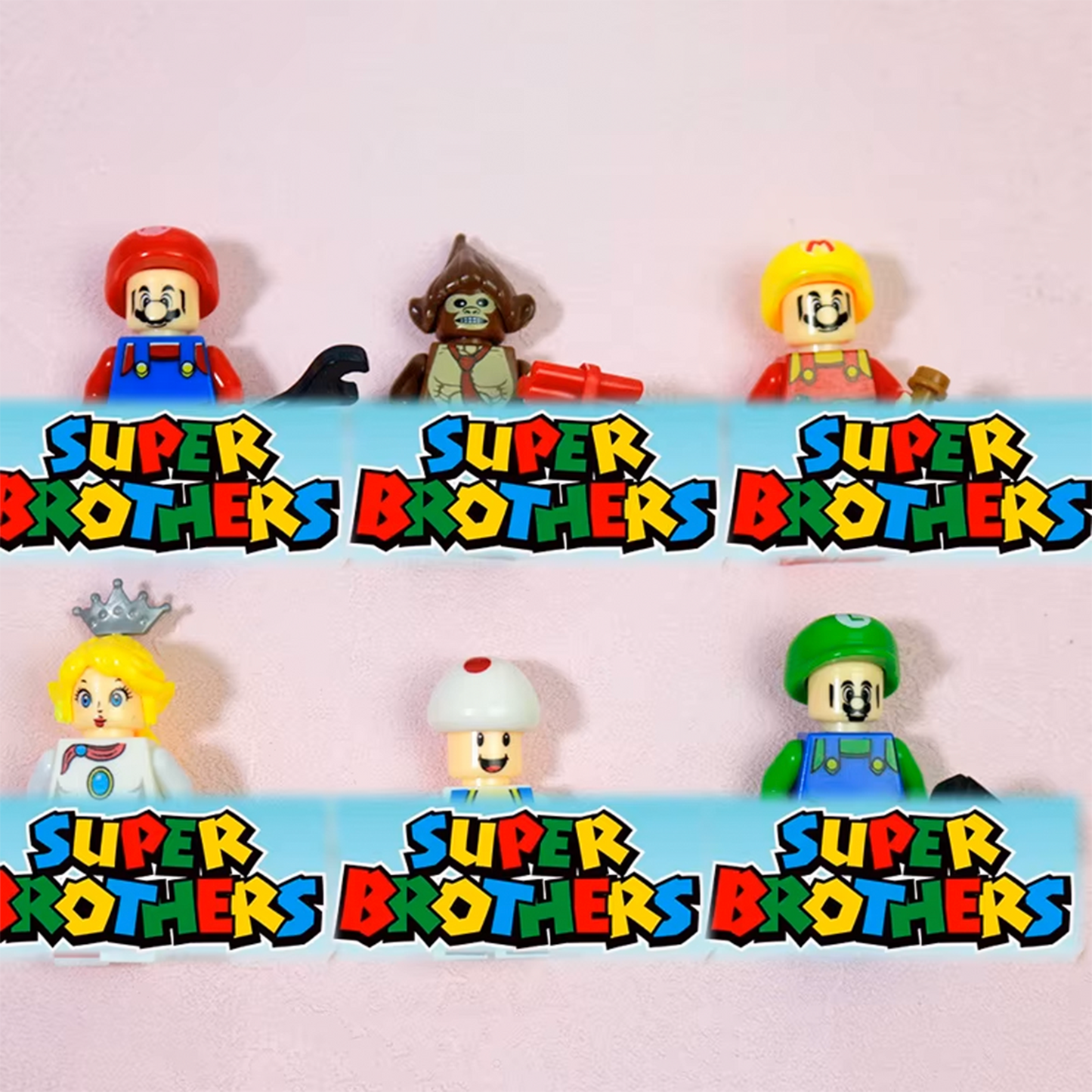 Super Mario Style Mini Figures Building Blocks Accessories 6 Pack
