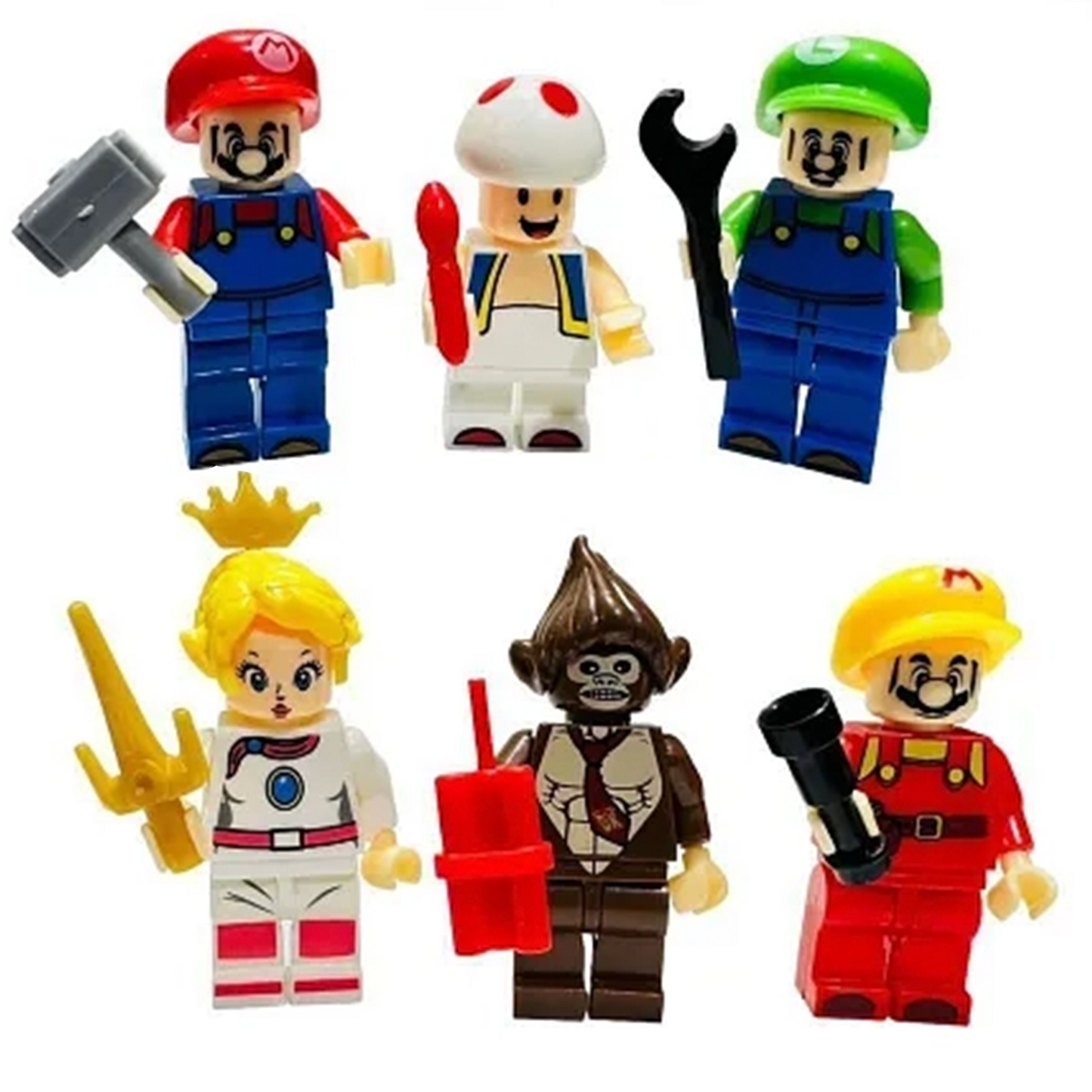 Super Mario Style Mini Figures Building Blocks Accessories 6 Pack