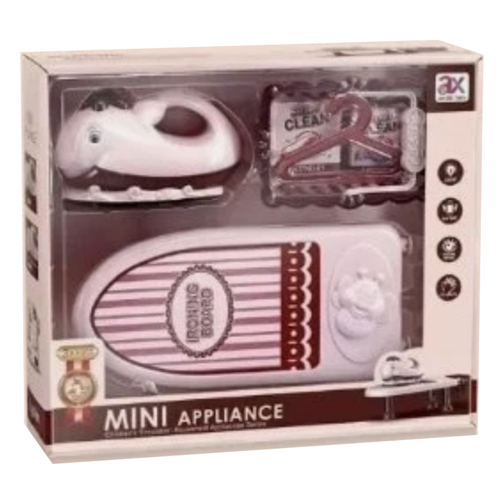 Mini Iron & Ironing Board Set Kids Home Appliances Simulation Toys Pretend Play with Sound & Lights