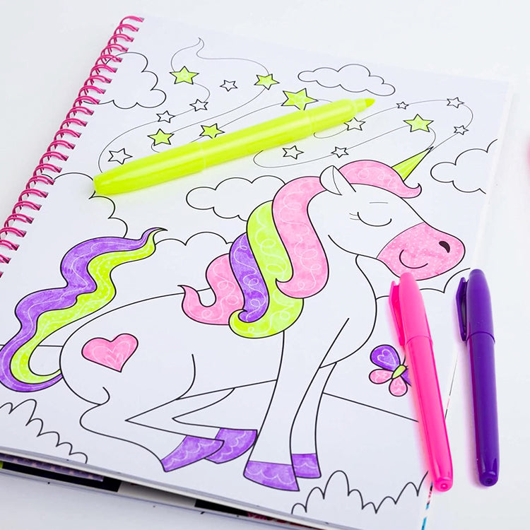 Neon Unicorns Magic Pattern Colouring Book