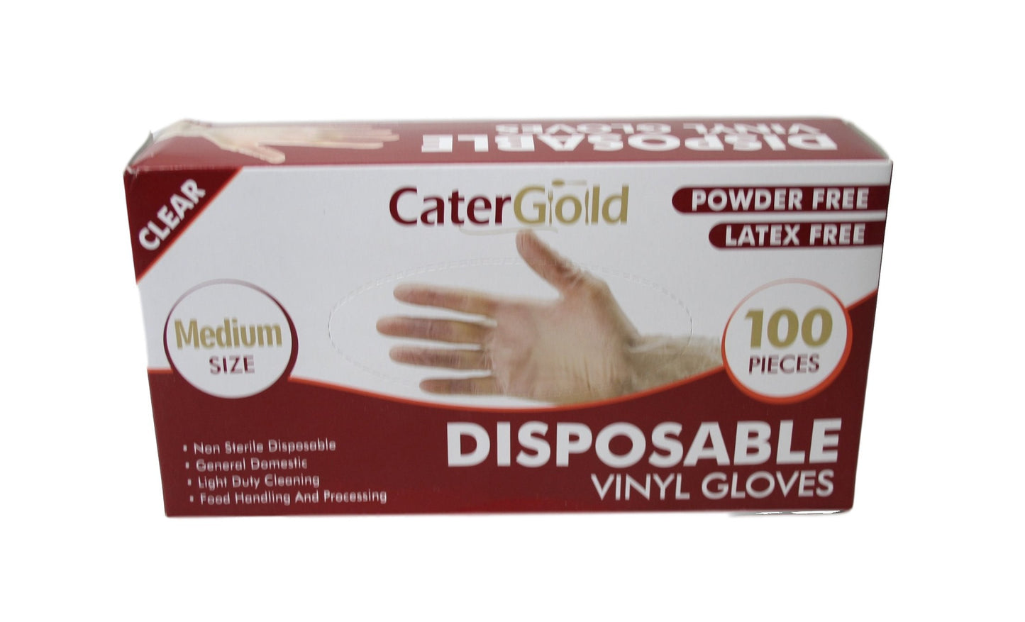 100 Disposable Vinyl Clear Examination Gloves Powder Free Latex Free Medium Gloves 27556