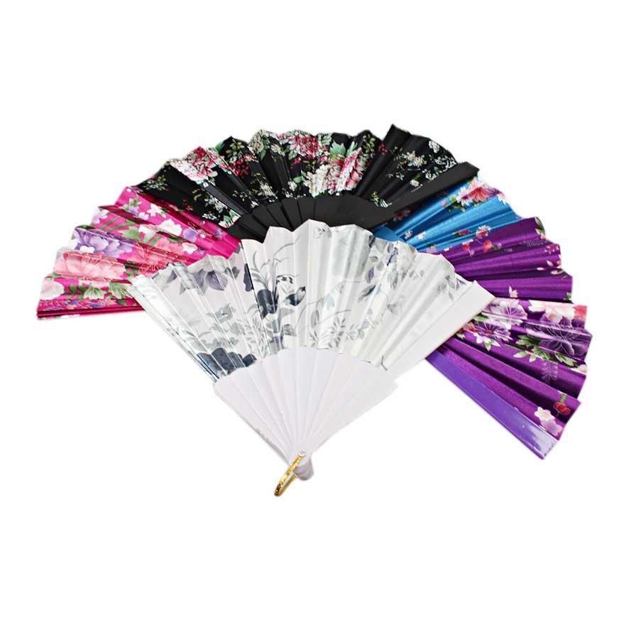 Chinese Folding Black Frame Peony Pattern Nylon Handheld Mini Folding Hand Fan 0916 A