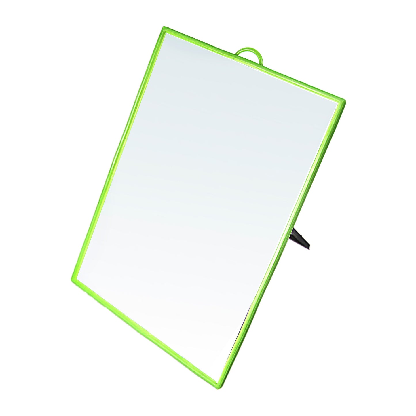 Desk Table Plastic Coloured Border Square Shaped Mirror 18cm x 24cm 0178